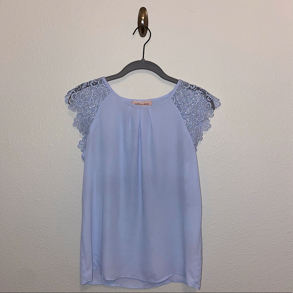 Philosophy lace short sleeve top• Size XS• Blue